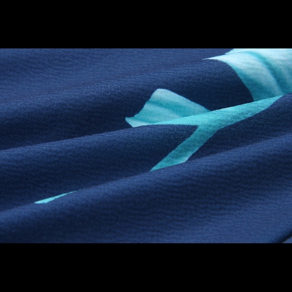 blue leaf print jumpsuits rompers - Picture 5 of 5